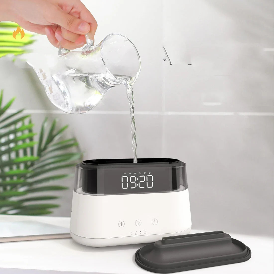 Flame Humidifier With Clock Bedroom Of Intelligent